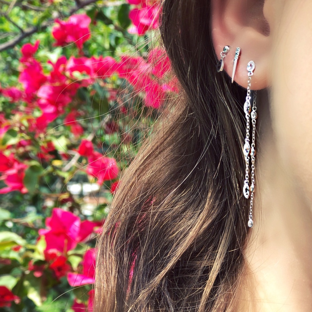 Beautiful Sterling Silver 925 Drop Chain Earrings